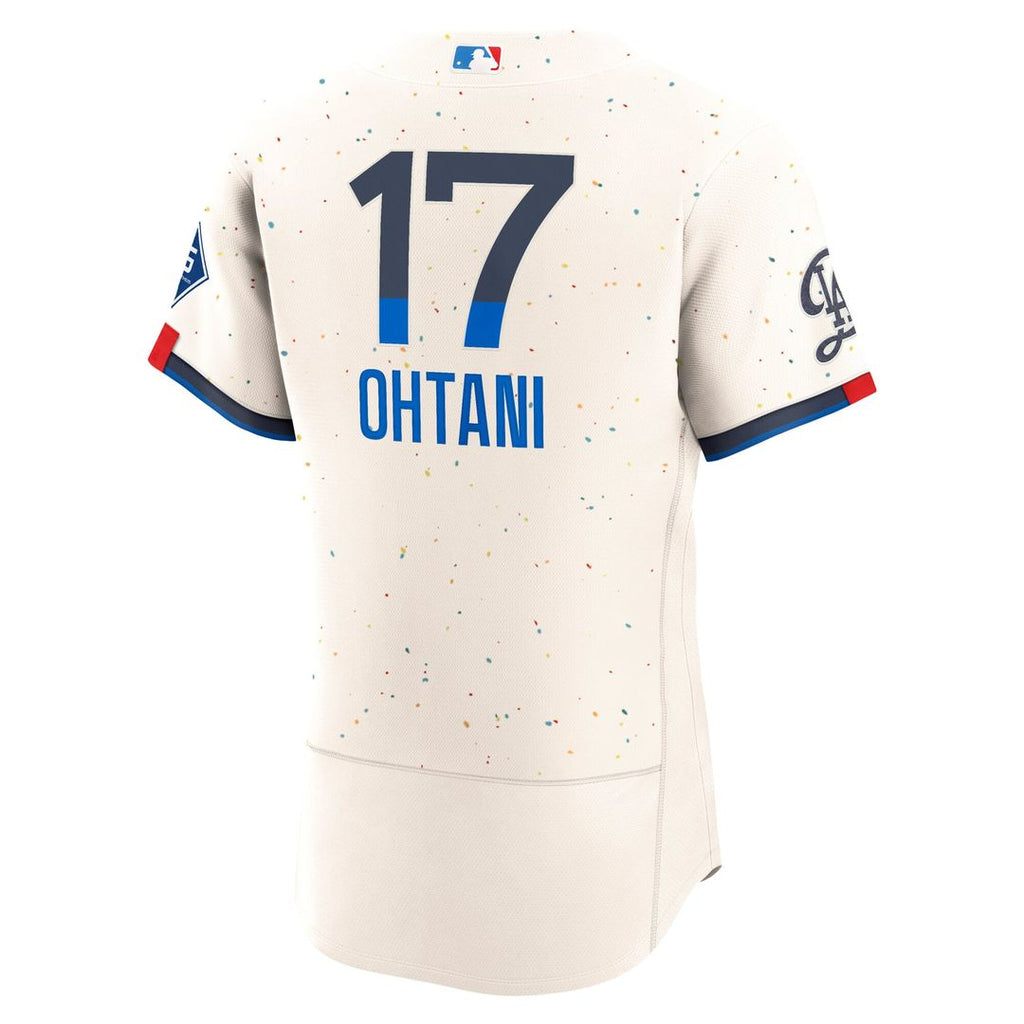 Los Angeles Dodgers Shohei Ohtani City Connect Authentic Sponsor Patch Jersey — Cream
