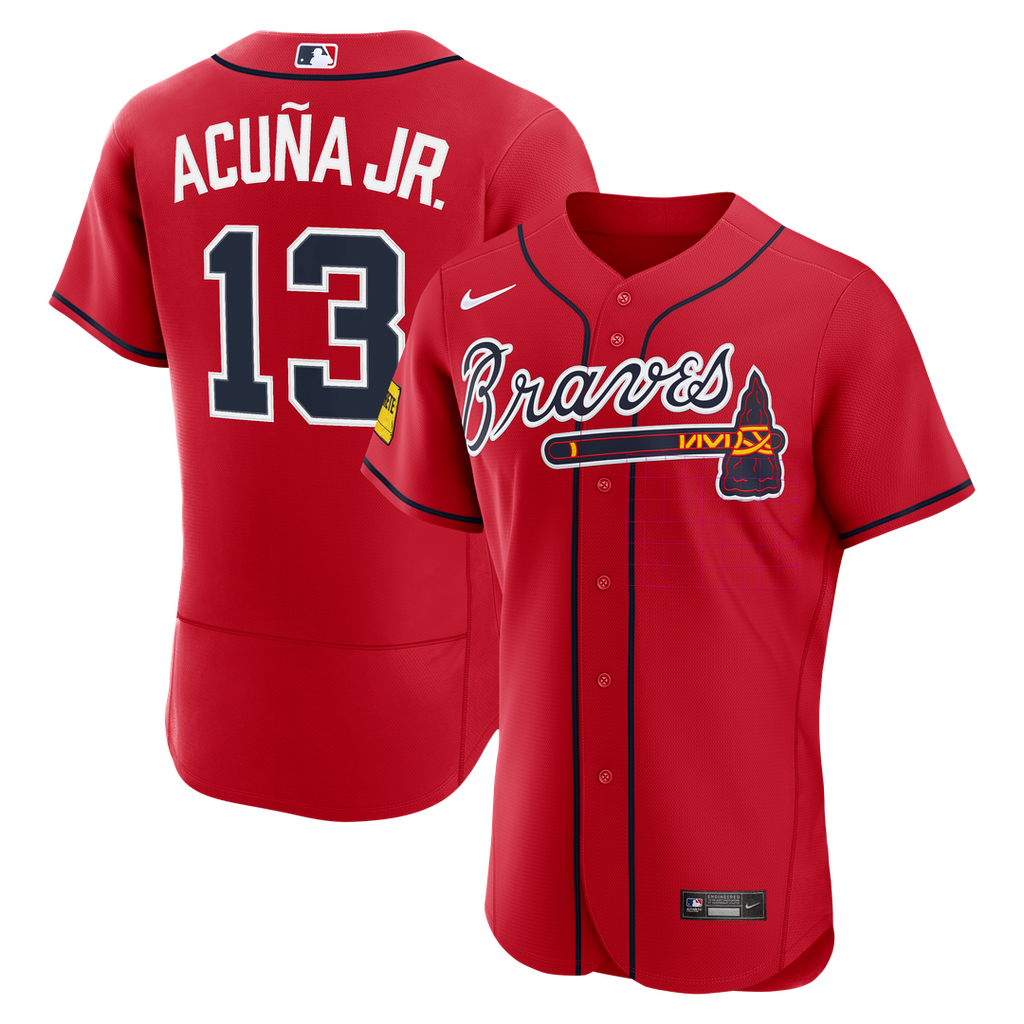 Atlanta Braves Ronald Acuña Jr. Alternate Authentic Sponsor Patch Jersey — Red