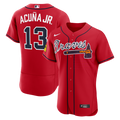 Atlanta Braves Ronald Acuña Jr. Alternate Authentic Sponsor Patch Jersey — Red