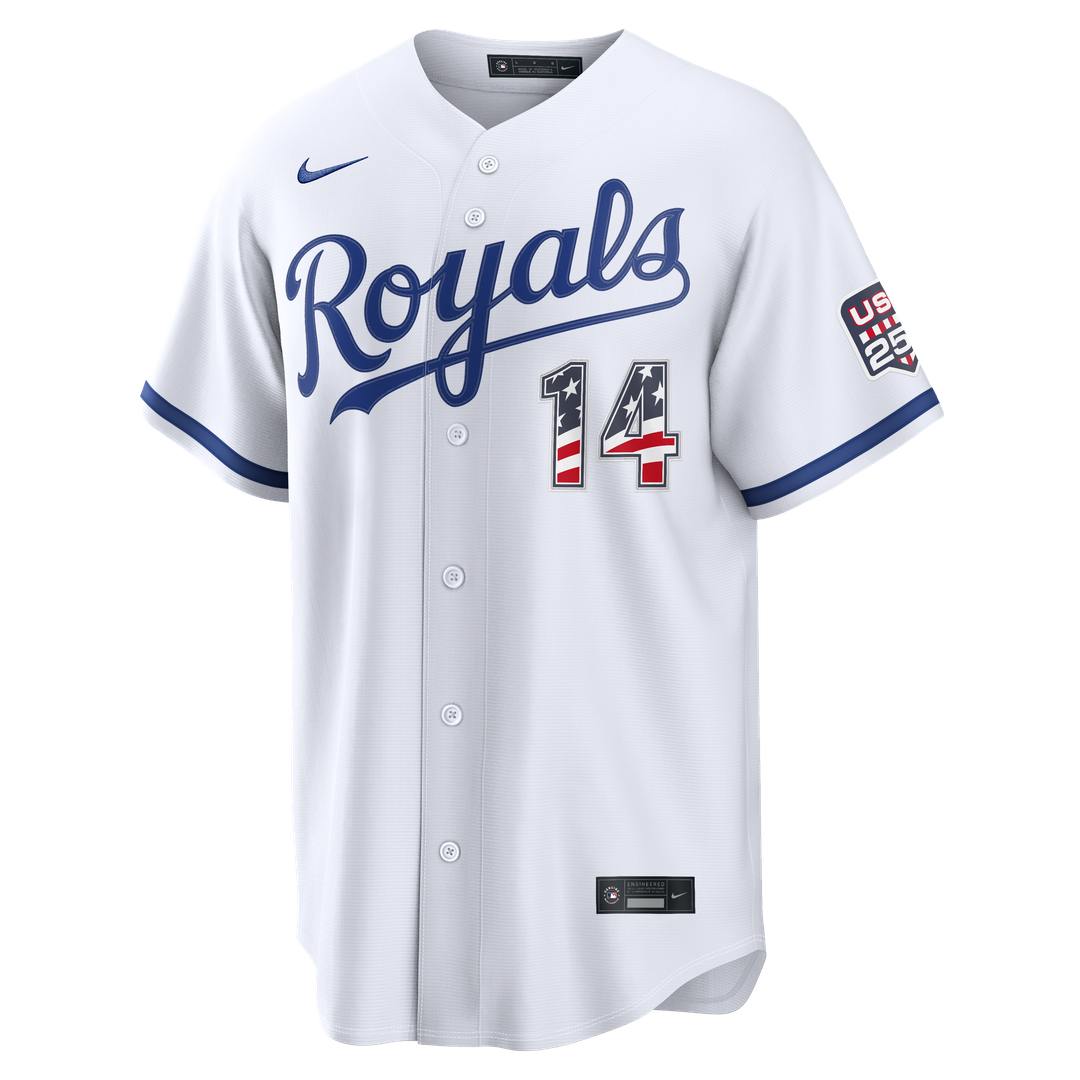 Kansas City Royals Jac Caglianone USA 250 Fourth of July Home Stadium Jersey — White