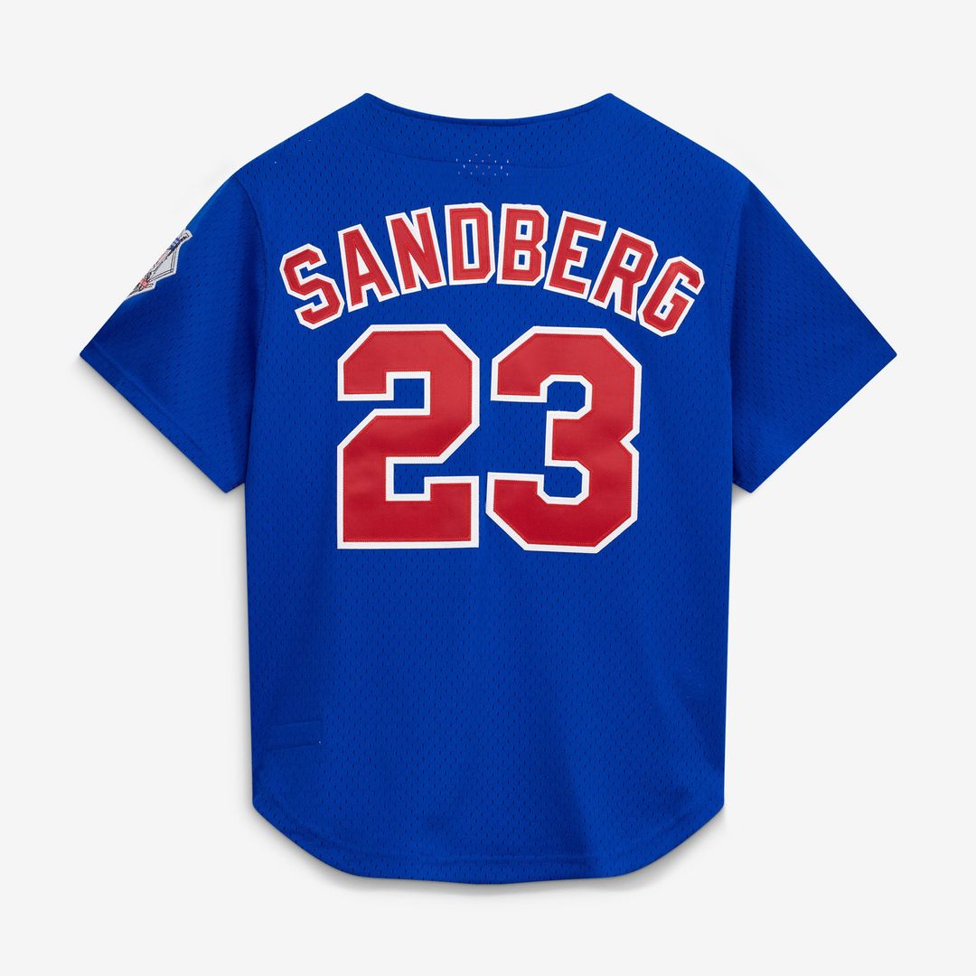 Chicago Cubs Ryne Sandberg Cooperstown 1997 Mesh Batting Practice Button-Up Jersey — Royal
