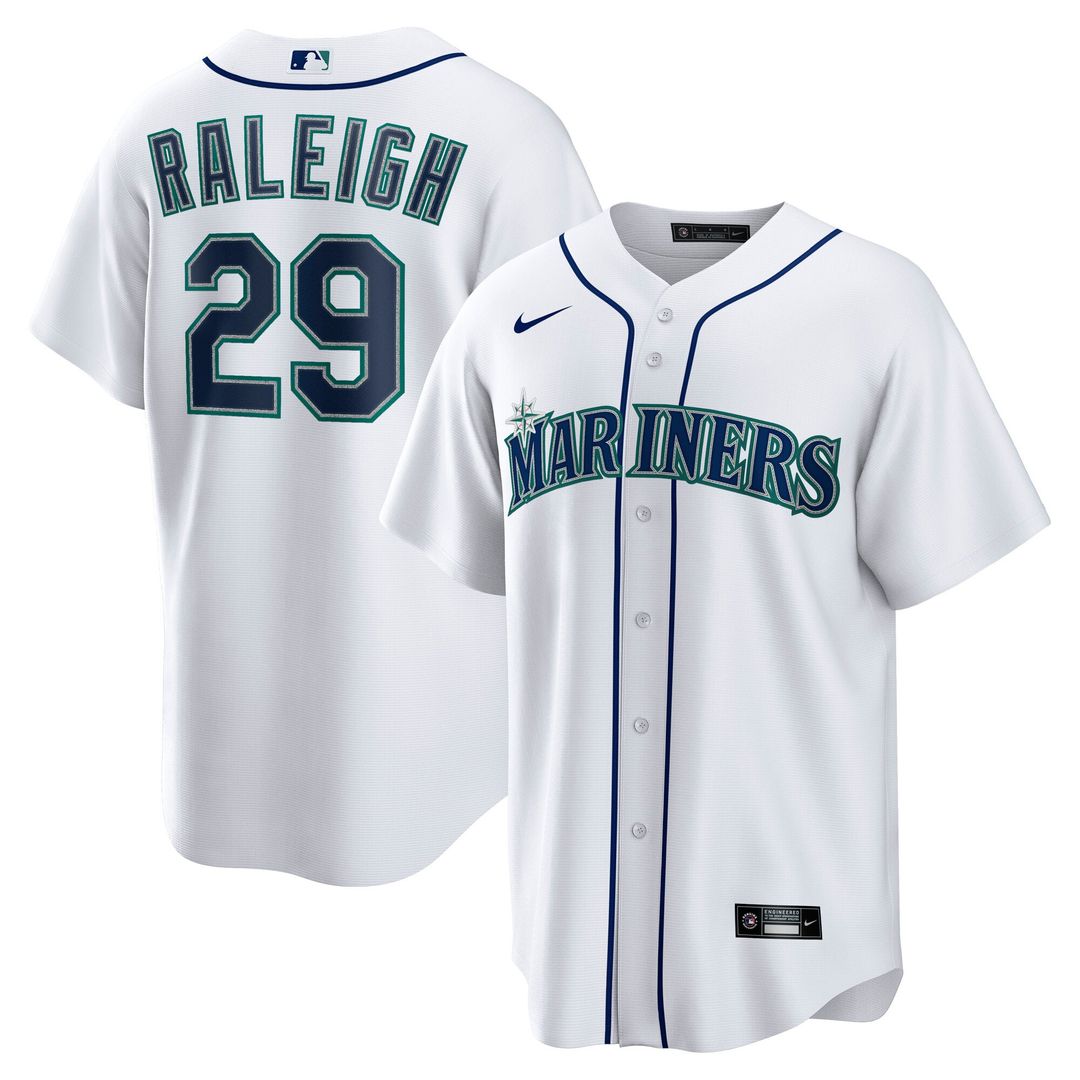 Seattle Mariners Cal Raleigh Home Replica Jersey — White
