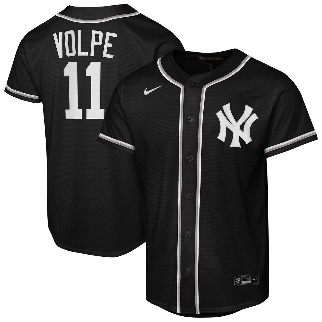 New York Yankees Anthony Volpe Youth Fashion Replica Jersey — Black