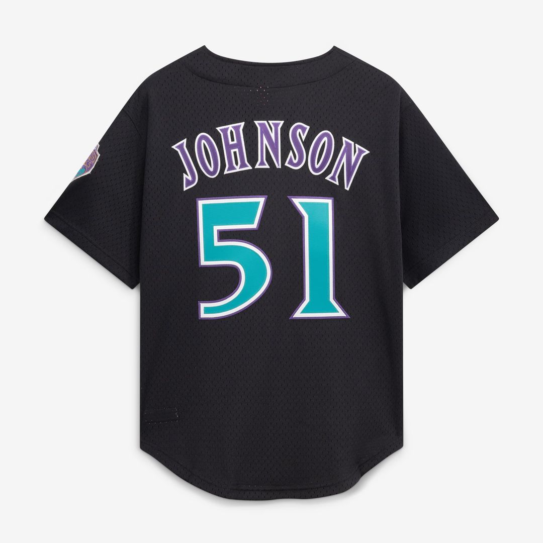 Arizona Diamondbacks Randy Johnson Cooperstown Mesh Batting Practice Button-Up Jersey — Black
