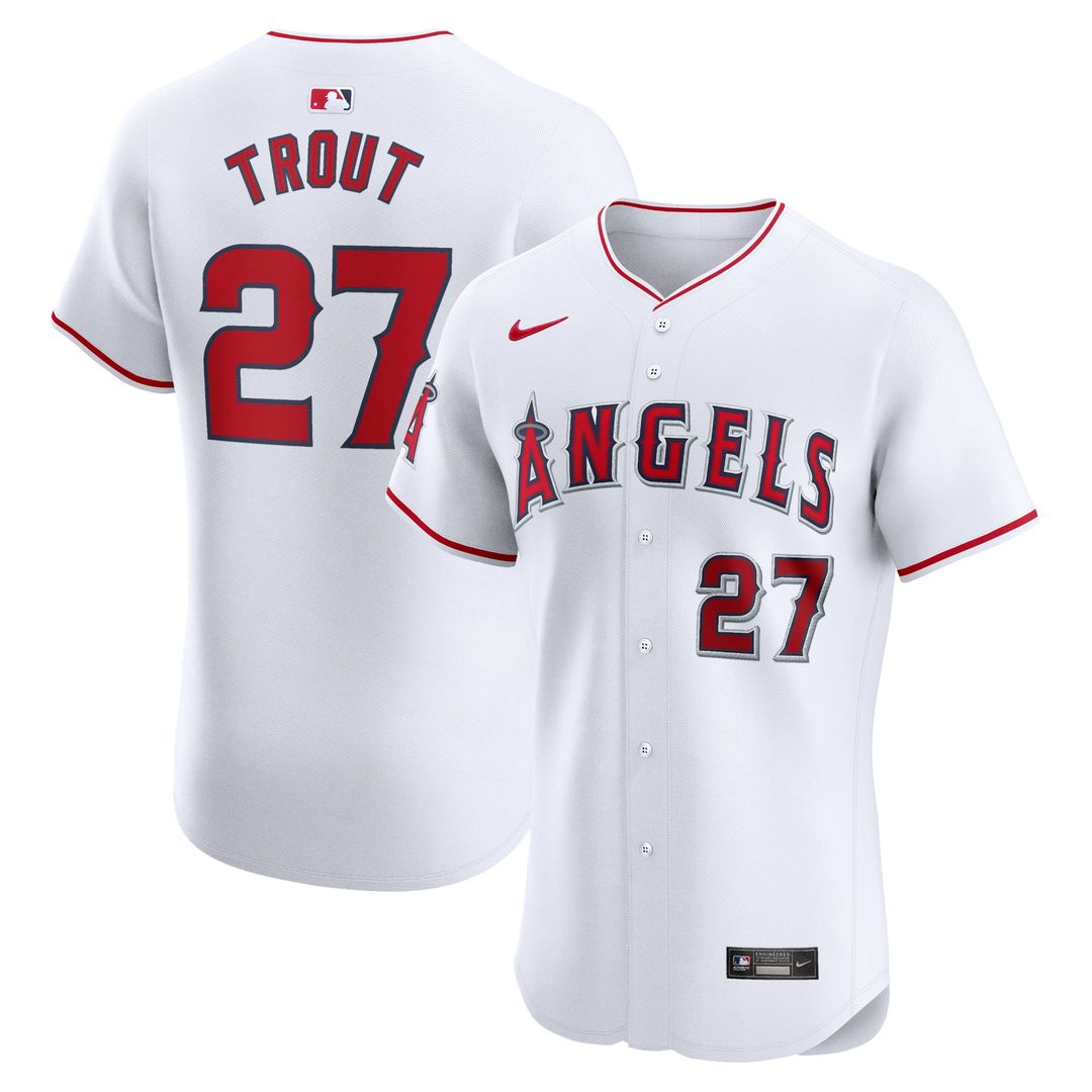 Los Angeles Angels Mike Trout Home Elite Jersey — White