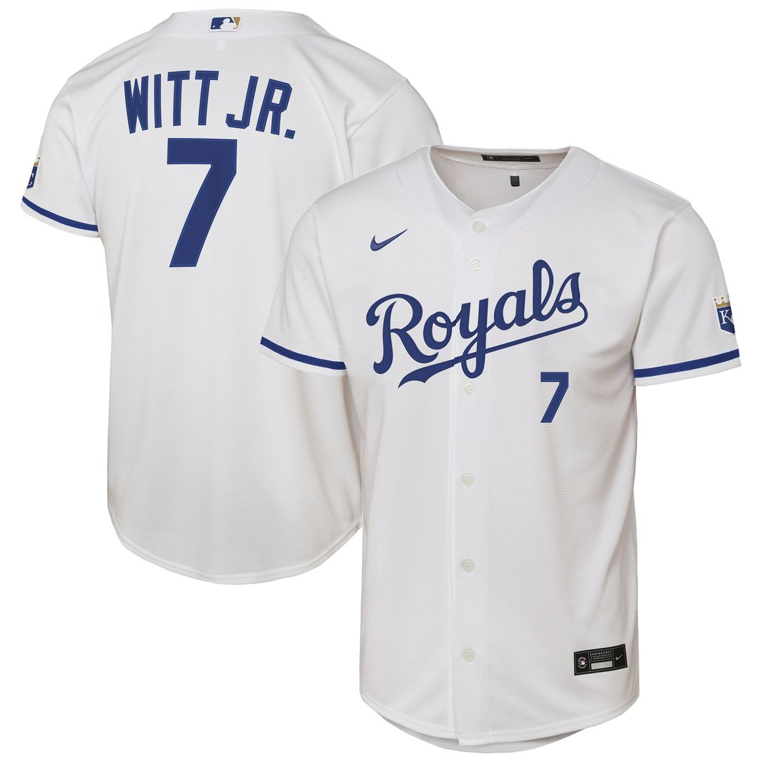 Kansas City Royals Bobby Witt Jr. Youth Home Stadium Jersey — White