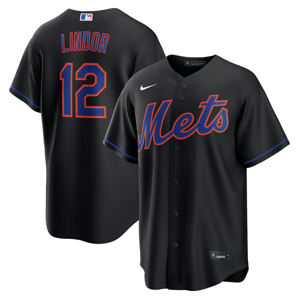 New York Mets Francisco Lindor Alternate Replica Jersey — Black