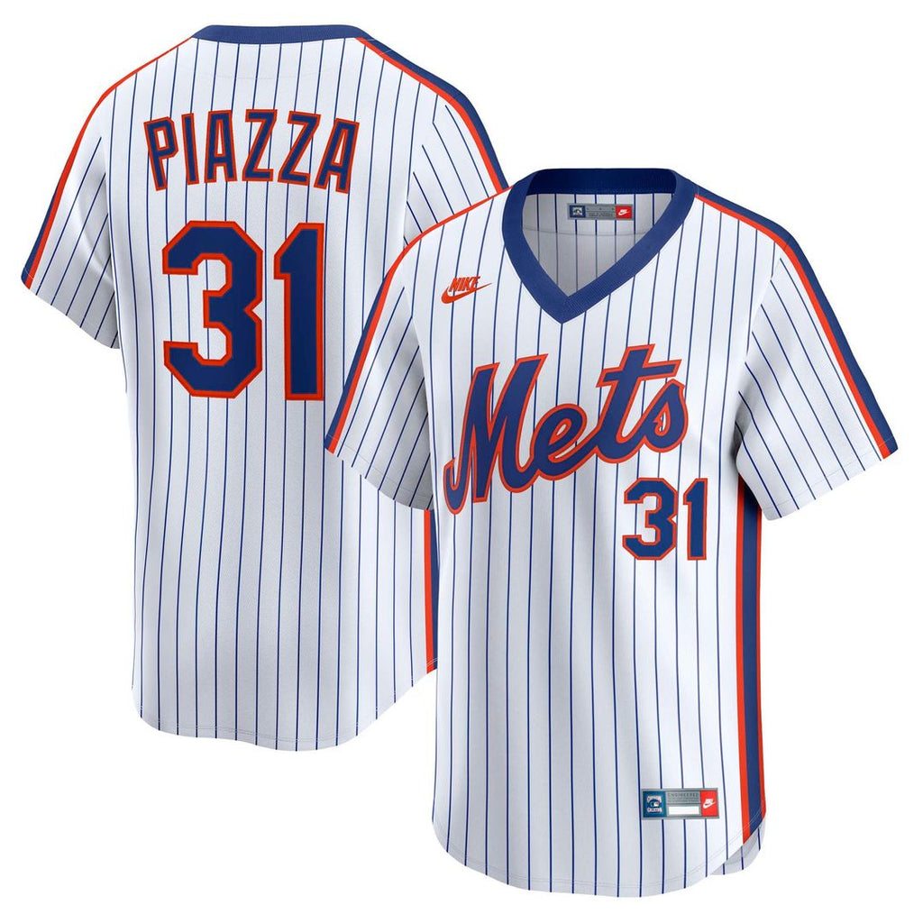 New York Mets Mike Piazza Throwback Cooperstown Limited Jersey — White