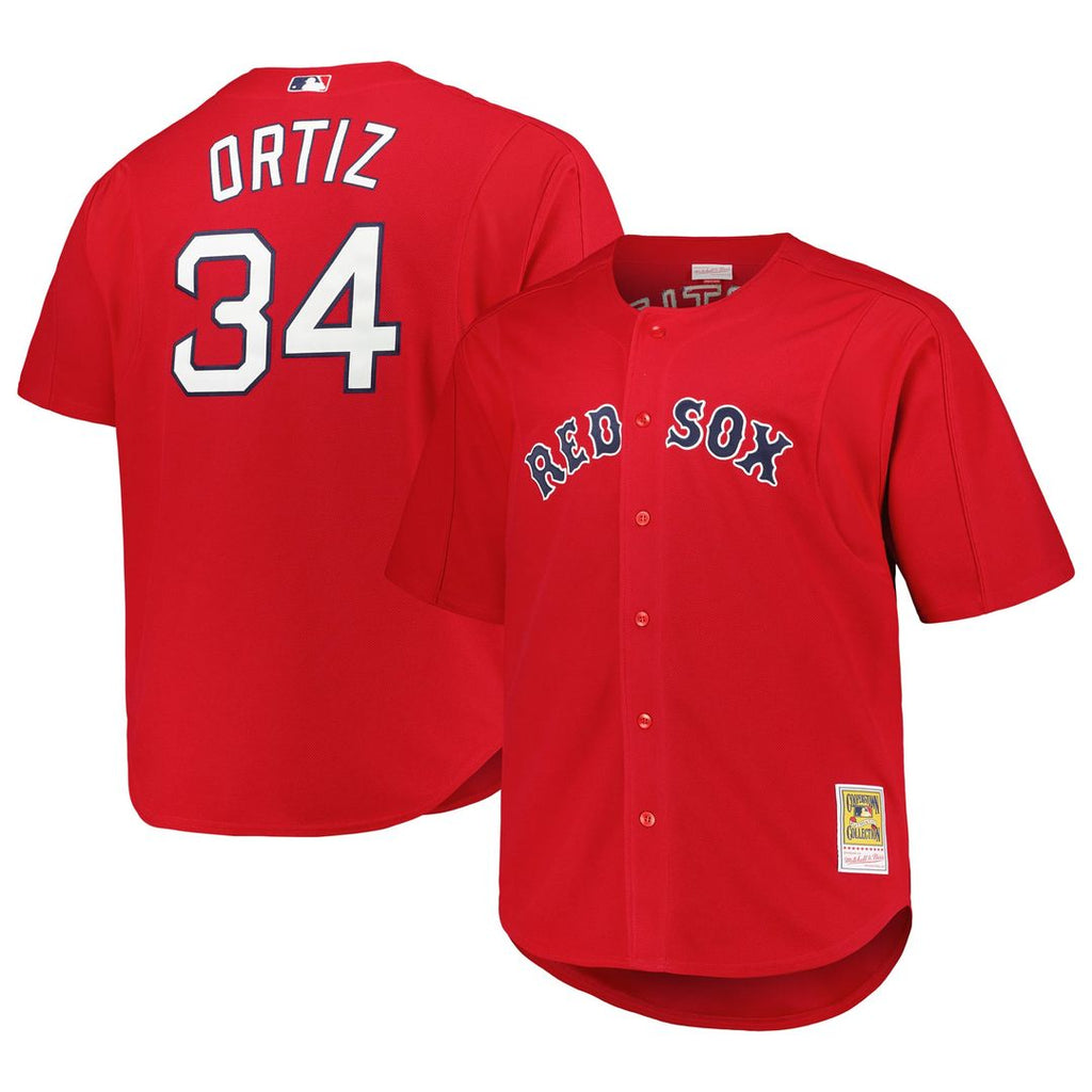 Boston Red Sox David Ortiz Big & Tall Cooperstown Mesh Batting Practice Jersey — Red