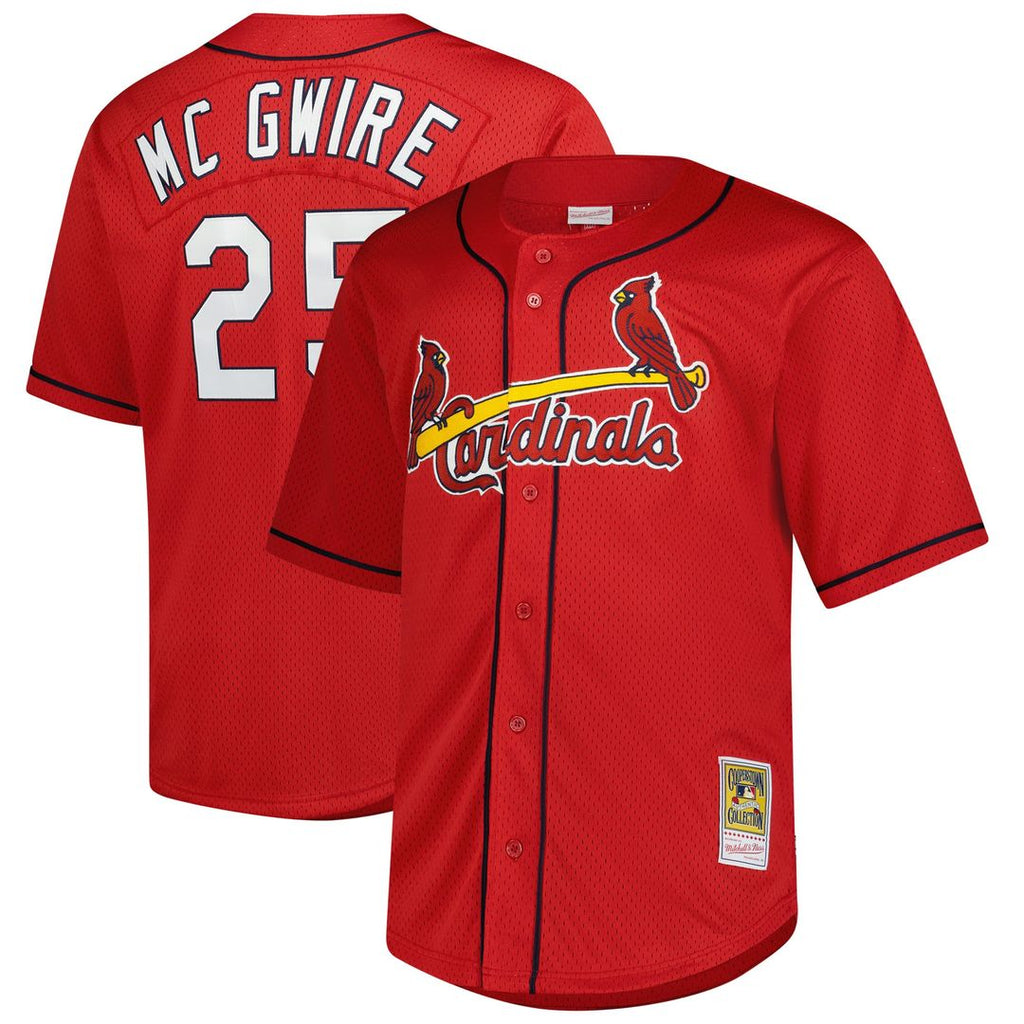 St. Louis Cardinals Mark McGwire Big & Tall Cooperstown Mesh Batting Practice Jersey — Red