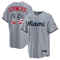Miami Marlins Kyle Stowers USA 250 Fourth of July Road Stadium Jersey — Gray