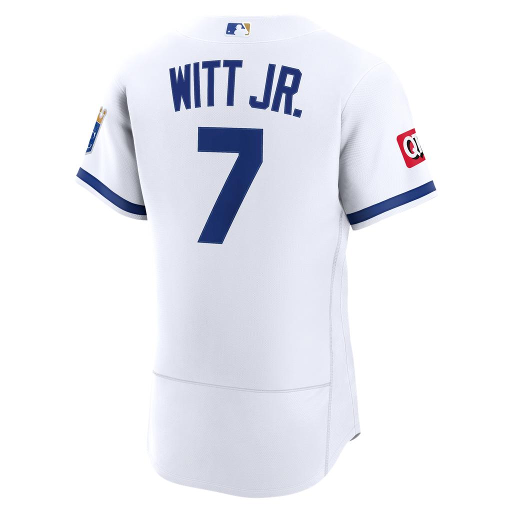 Kansas City Royals Bobby Witt Jr. Home Authentic Sponsor Patch Jersey — White