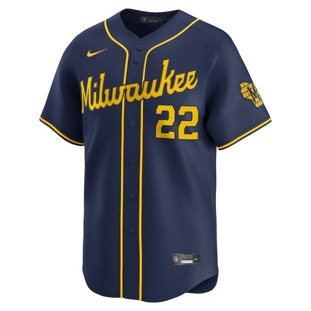 Milwaukee Brewers Christian Yelich Alternate Limited Jersey — Navy
