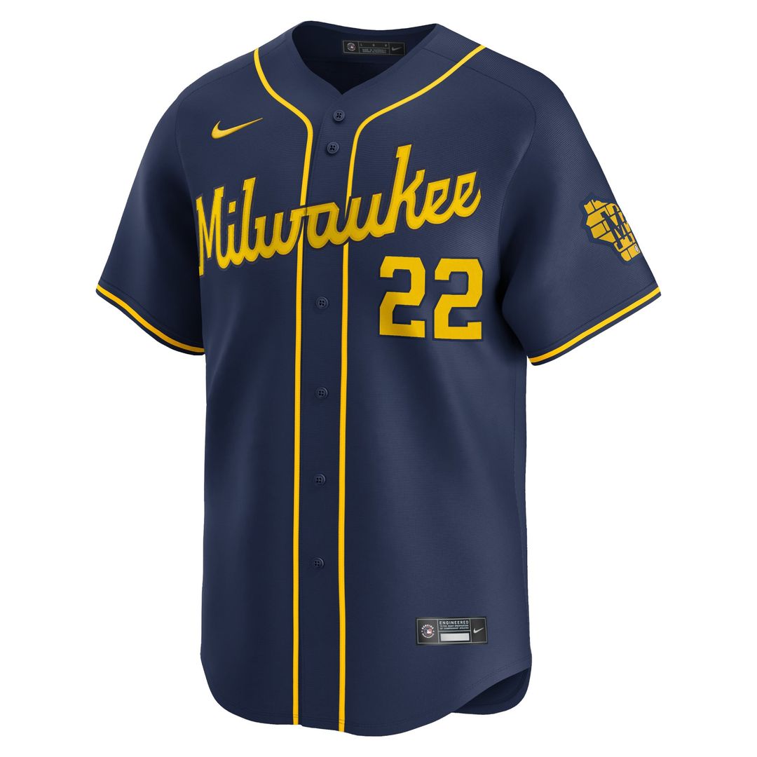 Milwaukee Brewers Christian Yelich Alternate Limited Jersey — Navy