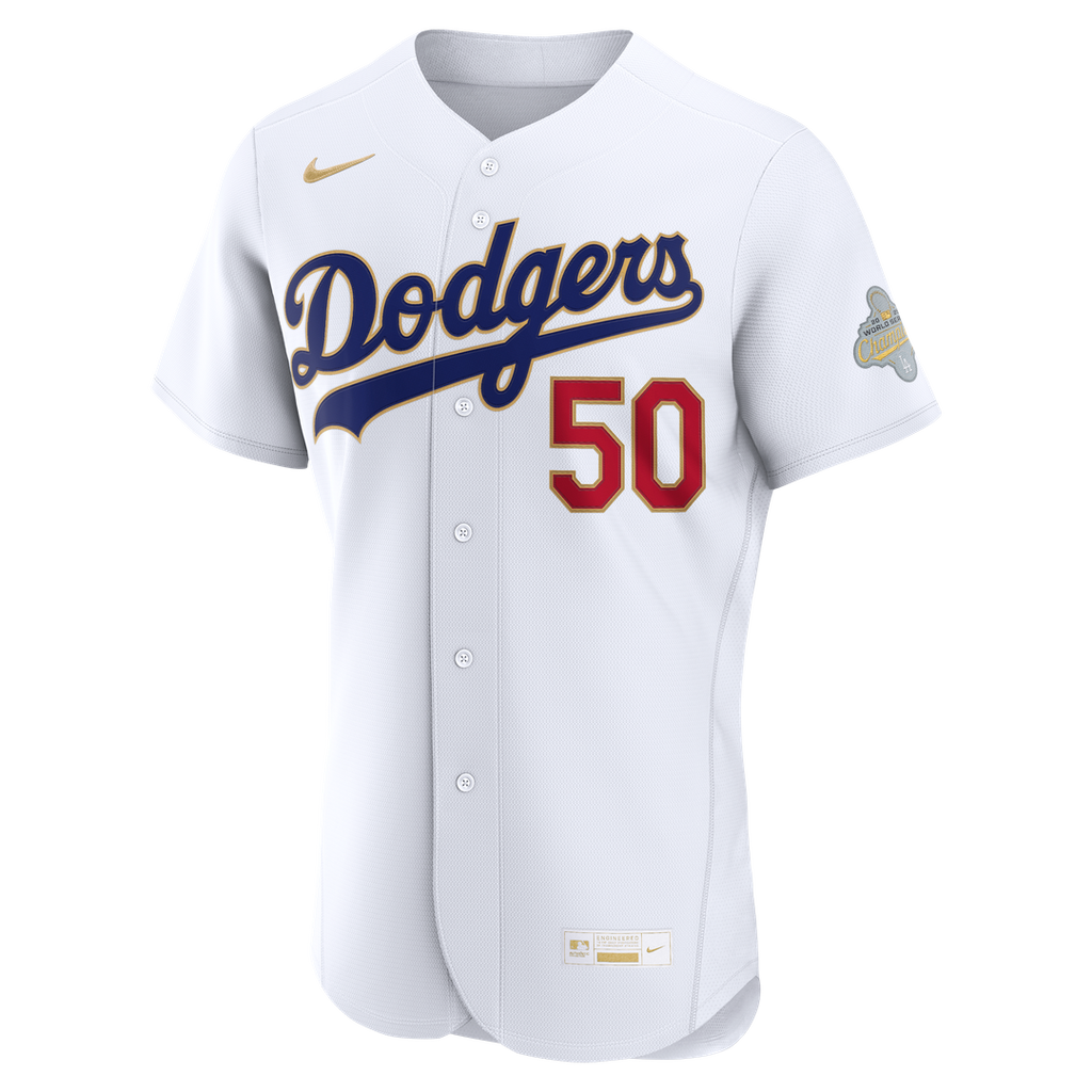 Los Angeles Dodgers Mookie Betts 2026 Gold Collection Authentic Jersey — White
