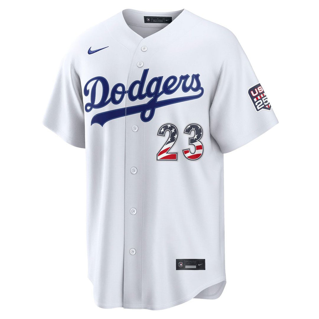 Los Angeles Dodgers Kyle Tucker USA 250 Fourth of July Home Stadium Jersey — White