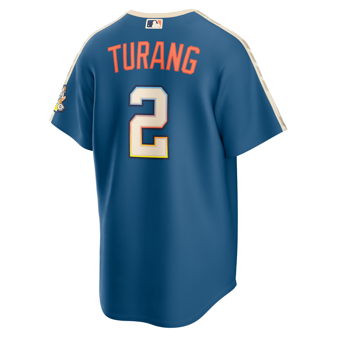 Milwaukee Brewers Brice Turang 2026 City Connect Stadium Jersey — Mineral Blue