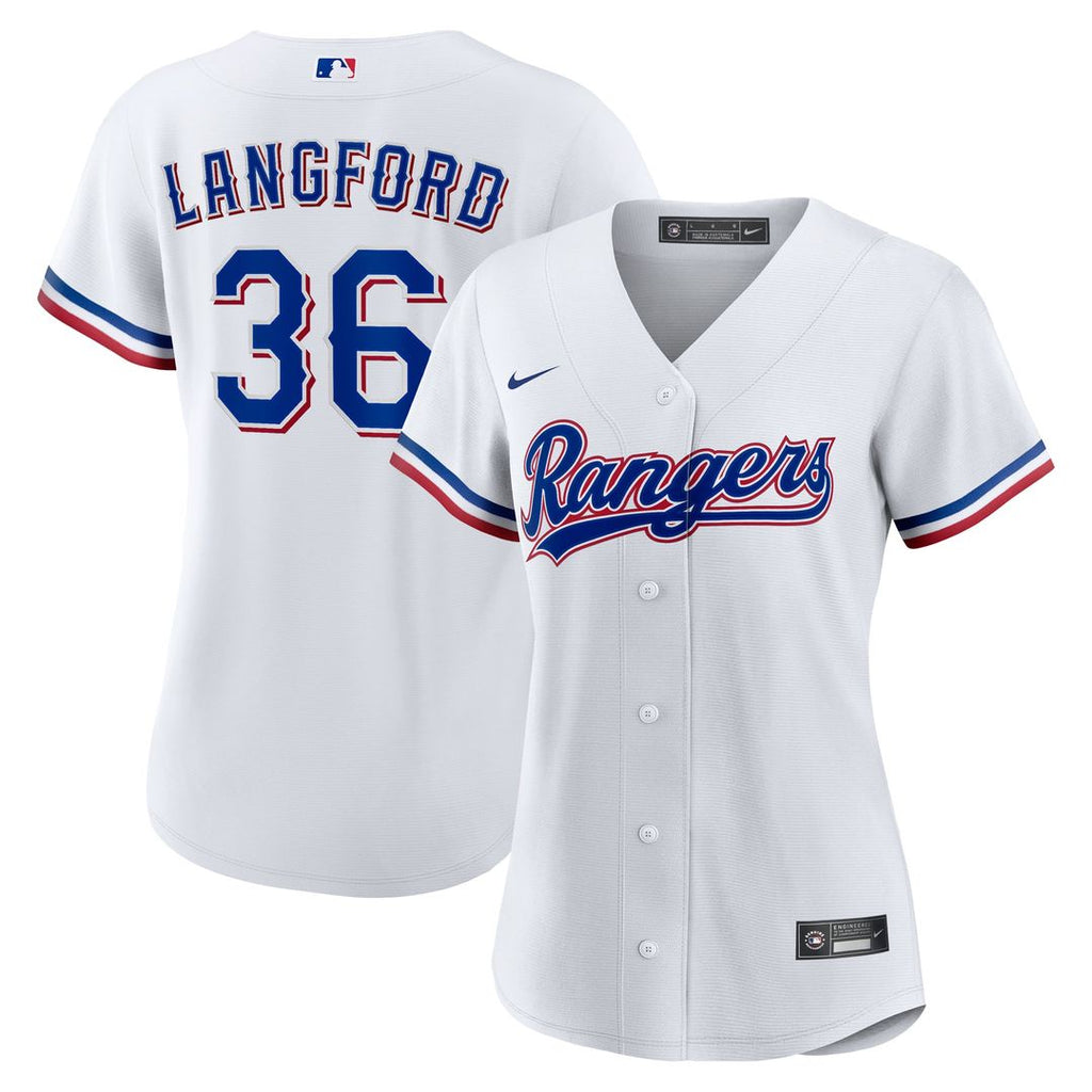 Texas Rangers Wyatt Langford Women's Home Replica Jersey — White