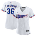 Texas Rangers Wyatt Langford Women's Home Replica Jersey — White