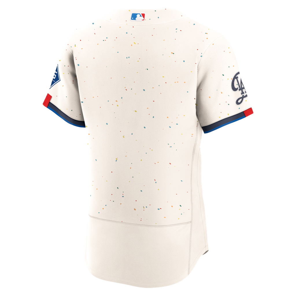 Los Angeles Dodgers City Connect Authentic Sponsor Patch Jersey — Cream
