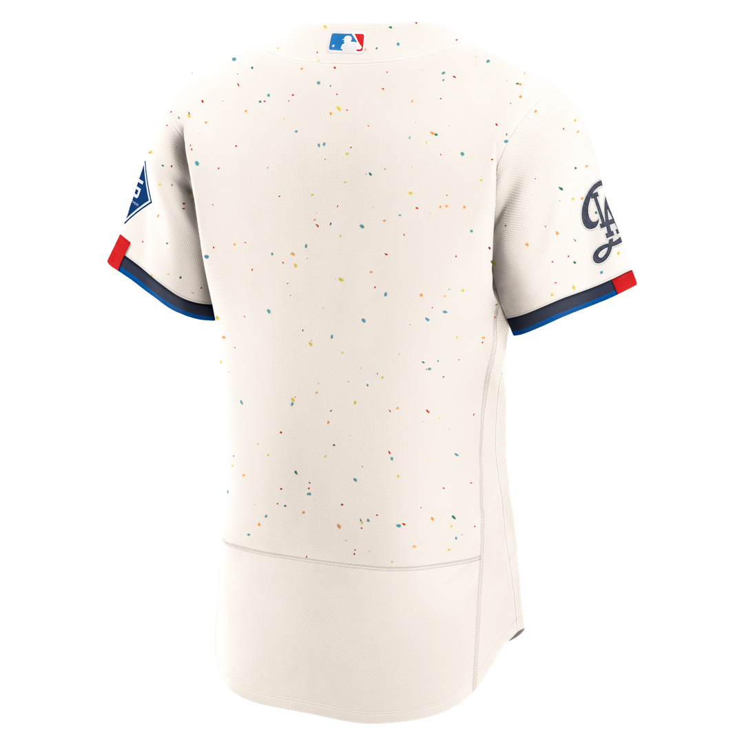 Los Angeles Dodgers City Connect Authentic Sponsor Patch Jersey — Cream
