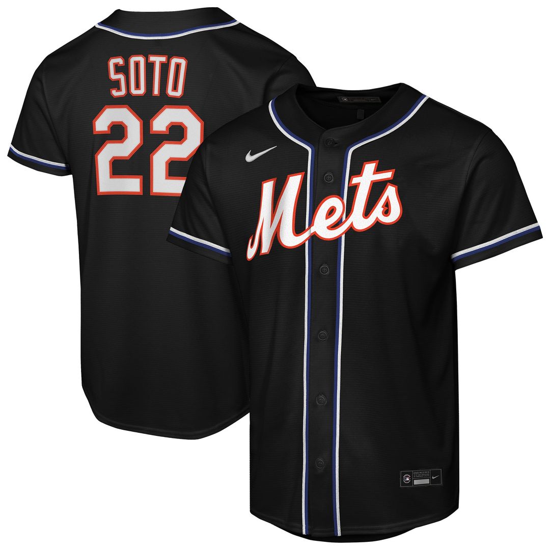 New York Mets Juan Soto Youth Fashion Replica Jersey — Black