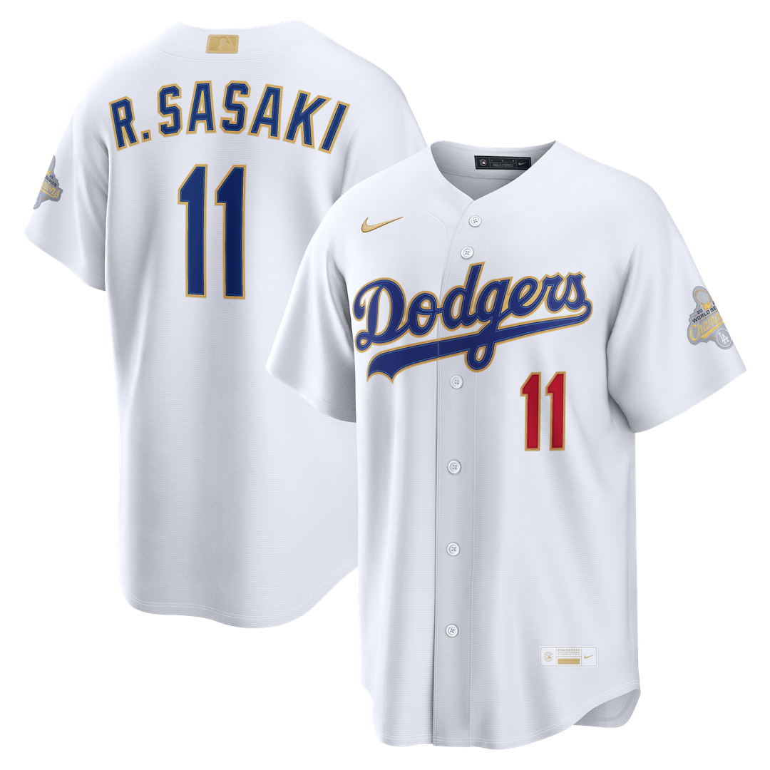 Los Angeles Dodgers Roki Sasaki 2026 Gold Collection Stadium Jersey — White