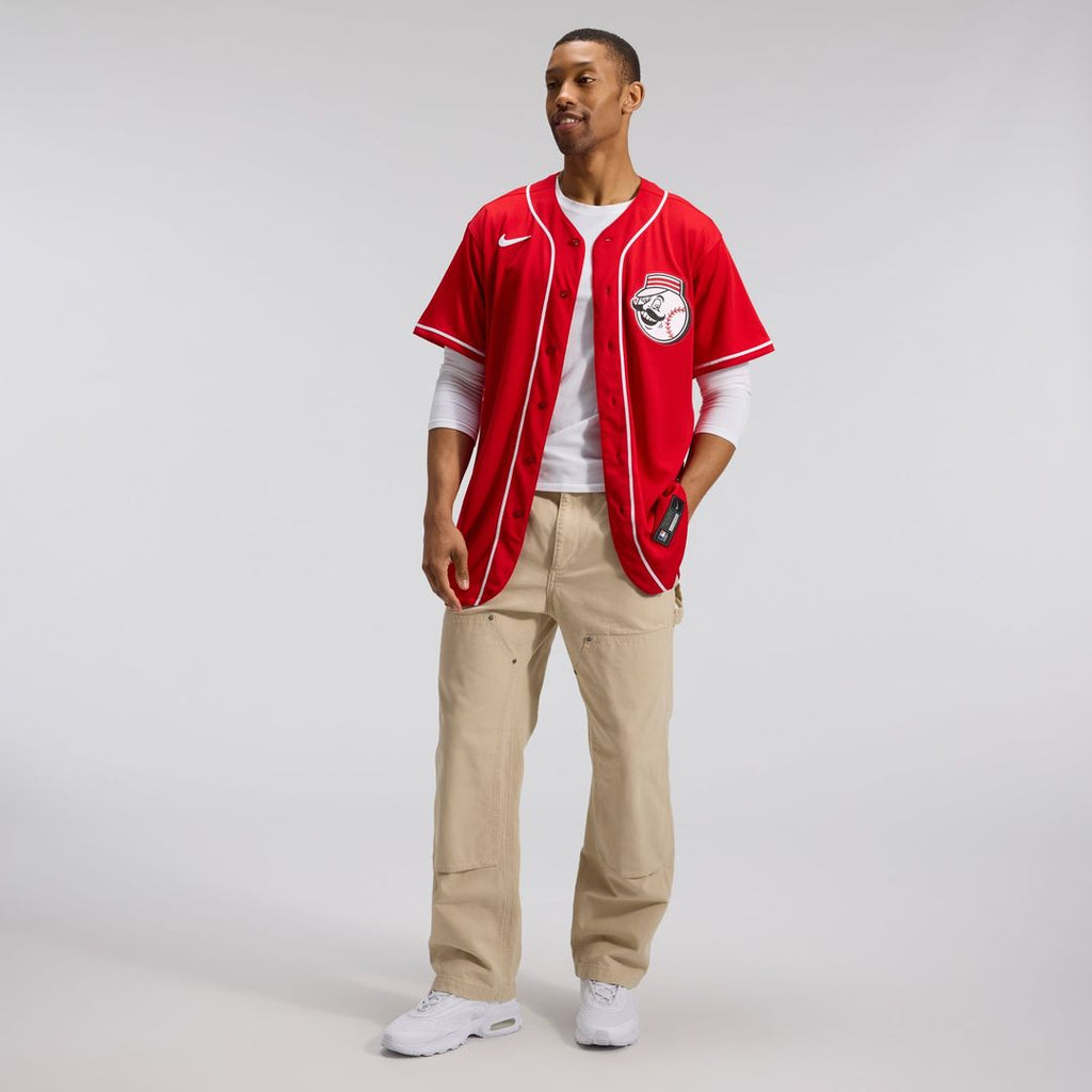 Cincinnati Reds Alternate Authentic Team Logo Jersey — Scarlet