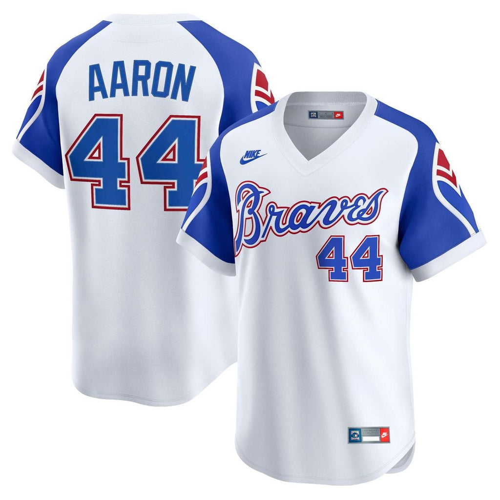 Atlanta Braves Hank Aaron Throwback Cooperstown Limited Jersey — White