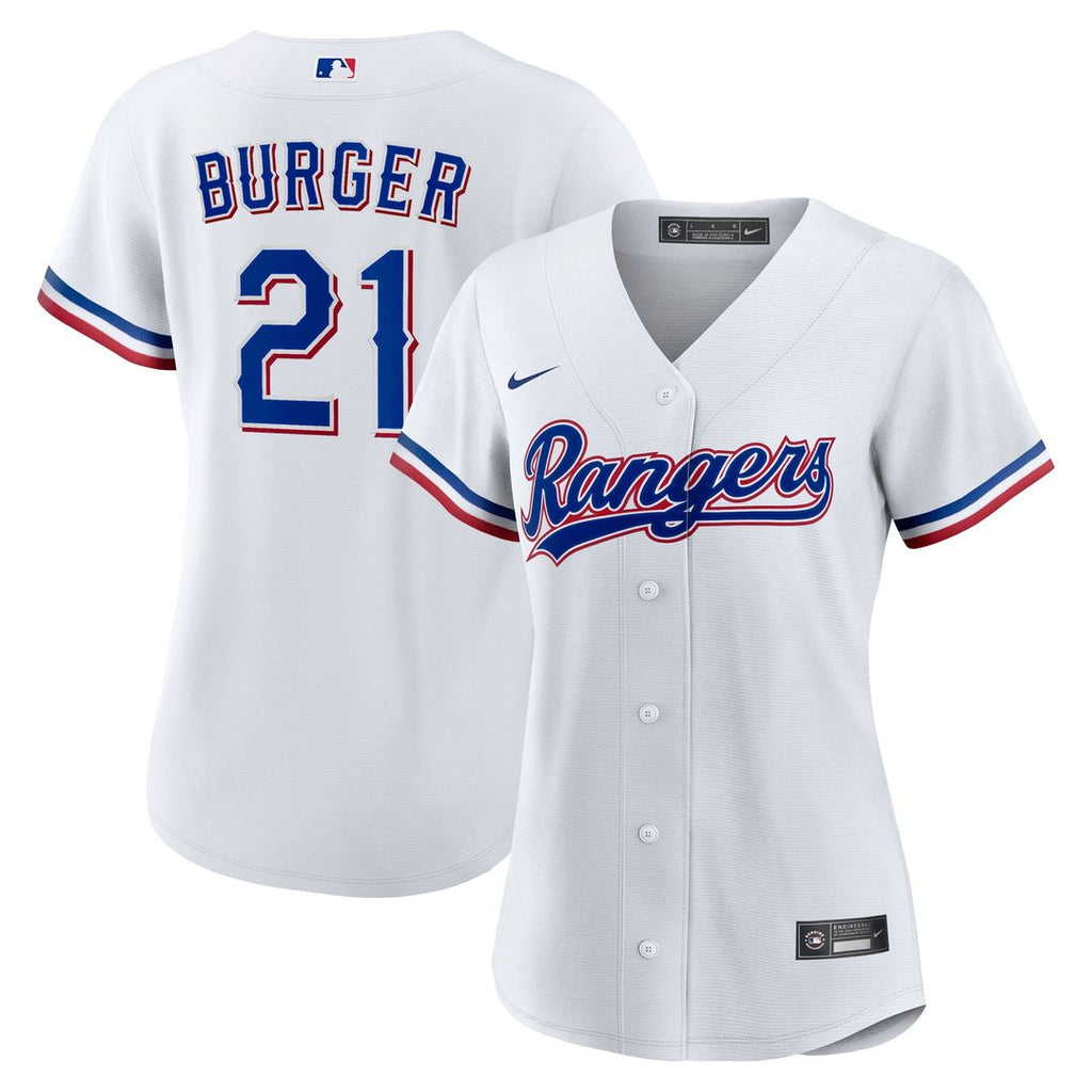 Texas Rangers Jake Burger Women's Home Replica Jersey — White