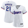 Texas Rangers Jake Burger Women's Home Replica Jersey — White