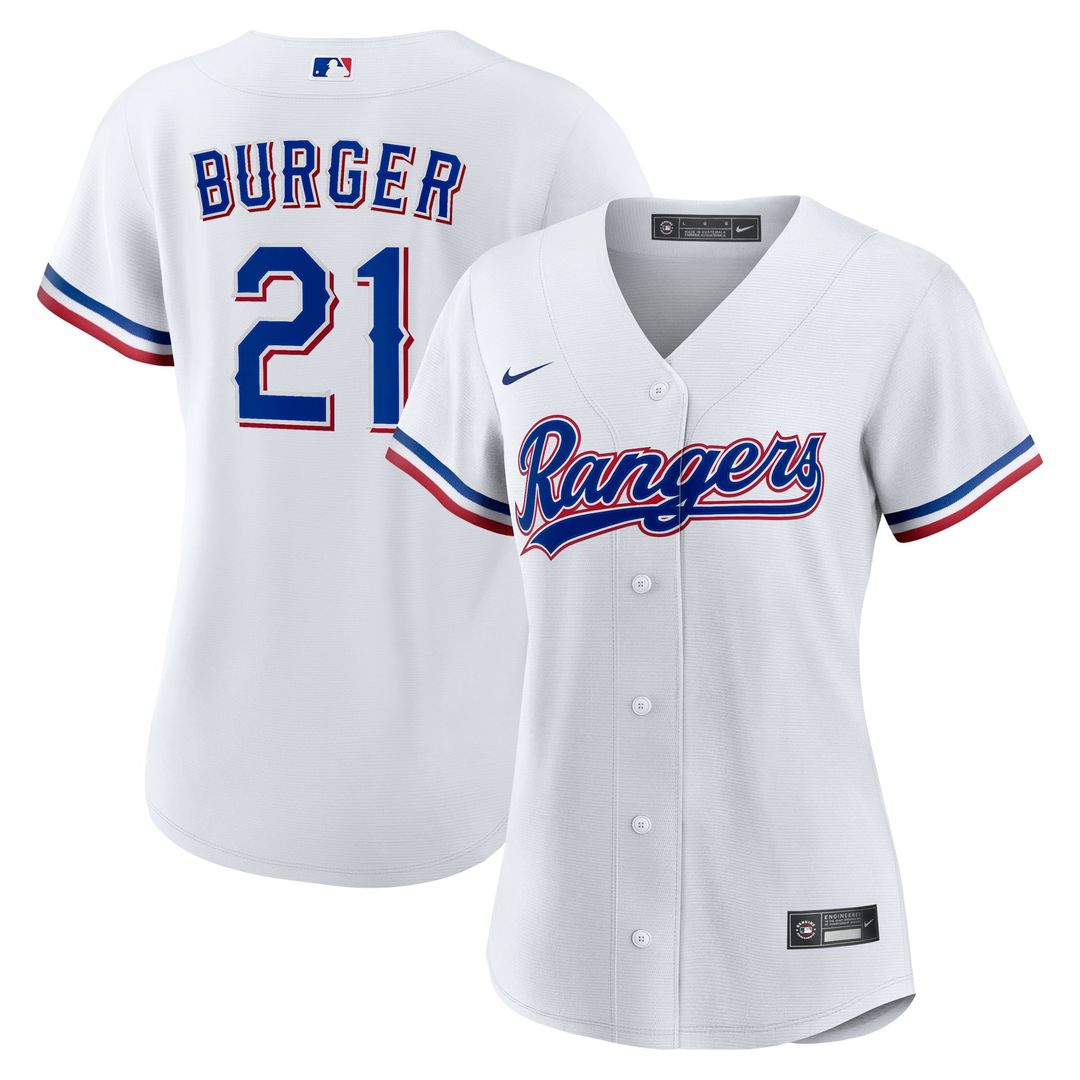 Texas Rangers Jake Burger Women's Home Replica Jersey — White