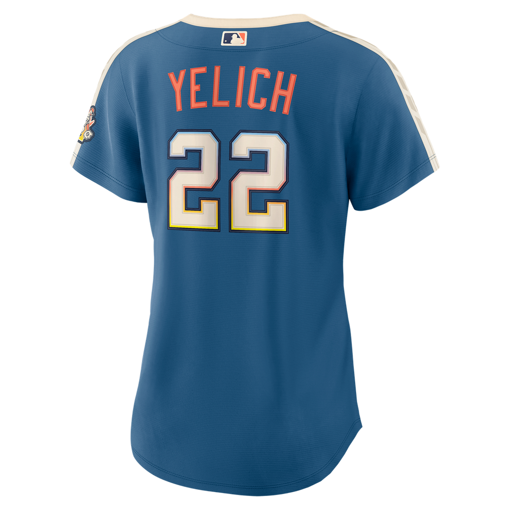 Milwaukee Brewers Christian Yelich Women's 2026 City Connect Stadium Jersey — Mineral Blue