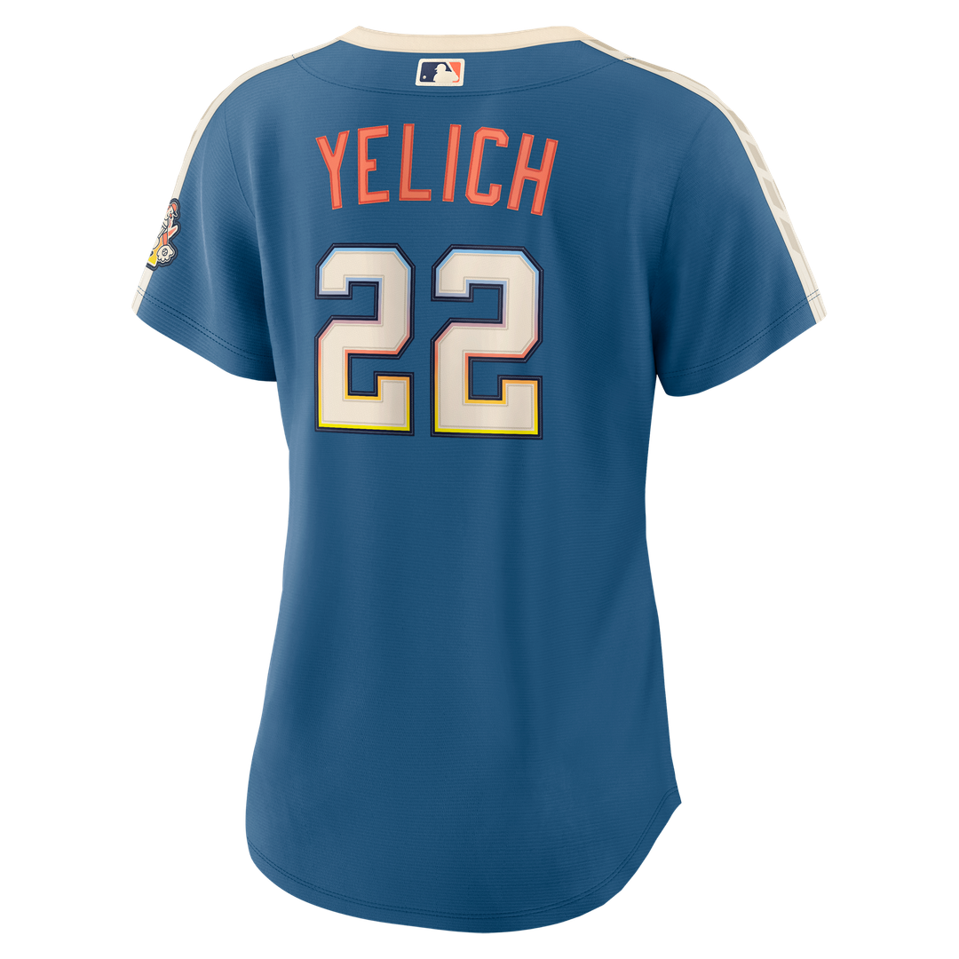 Milwaukee Brewers Christian Yelich Women's 2026 City Connect Stadium Jersey — Mineral Blue