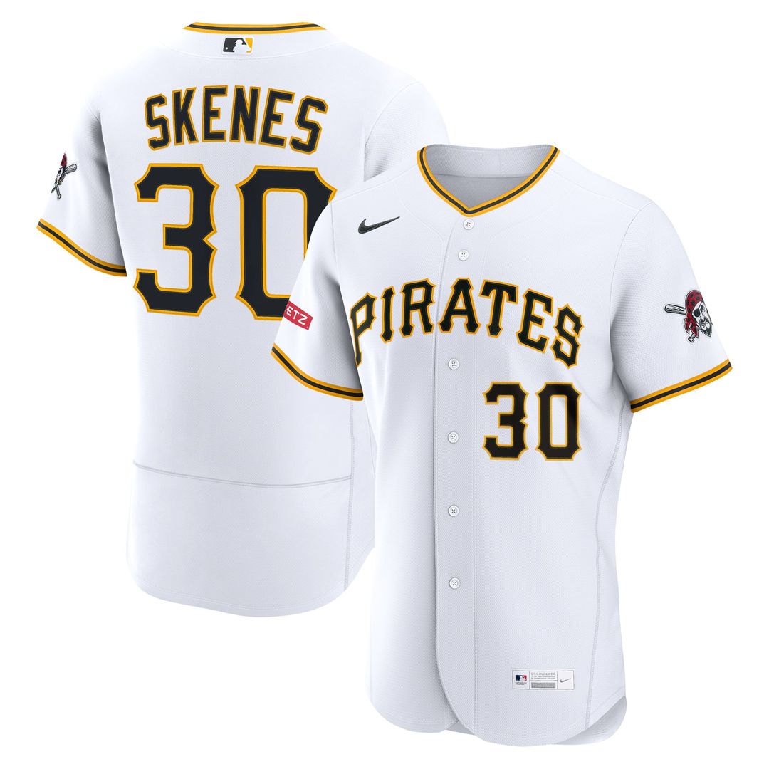 Pittsburgh Pirates Paul Skenes Home Authentic Sponsor Patch Jersey — White