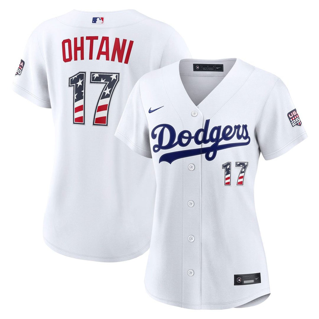 Los Angeles Dodgers Shohei Ohtani Women's USA 250 Fourth of July Home Stadium Jersey — White