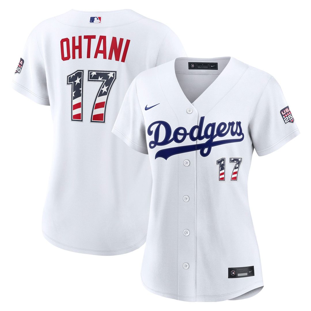 Los Angeles Dodgers Shohei Ohtani Women's USA 250 Fourth of July Home Stadium Jersey — White