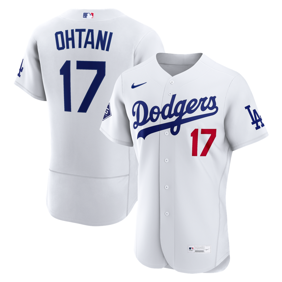 Los Angeles Dodgers Shohei Ohtani Home Authentic Sponsor Patch Jersey — White