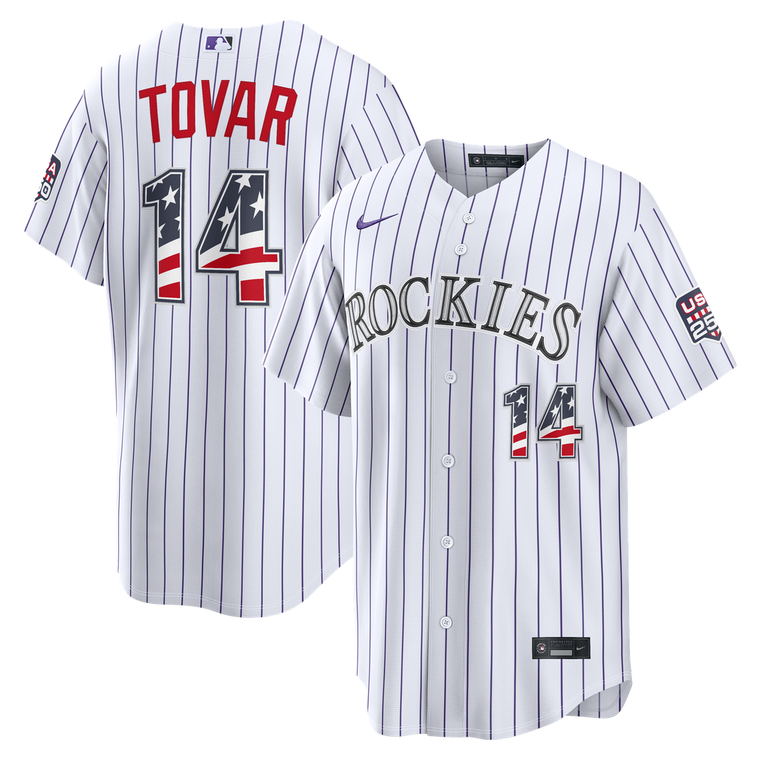 Colorado Rockies Ezequiel Tovar USA 250 Fourth of July Home Stadium Jersey — White