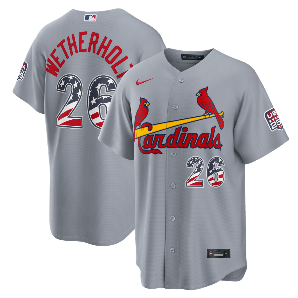 St. Louis Cardinals JJ Wetherholt USA 250 Fourth of July Road Stadium Jersey — Gray