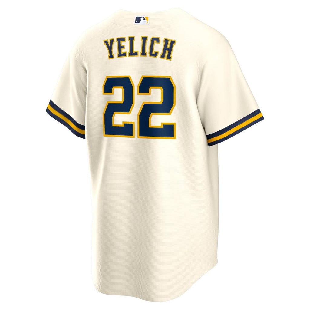 Milwaukee Brewers Christian Yelich Home Replica Jersey — Cream