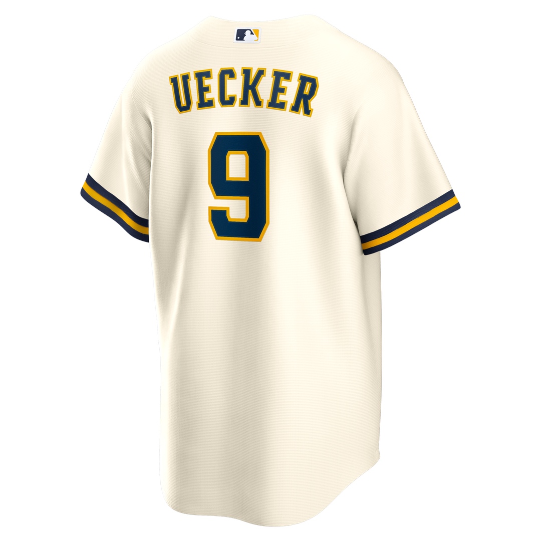 Milwaukee Brewers Bob Uecker Home Retired Replica Jersey — Cream
