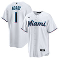 Miami Marlins Connor Norby Home Replica Jersey — White