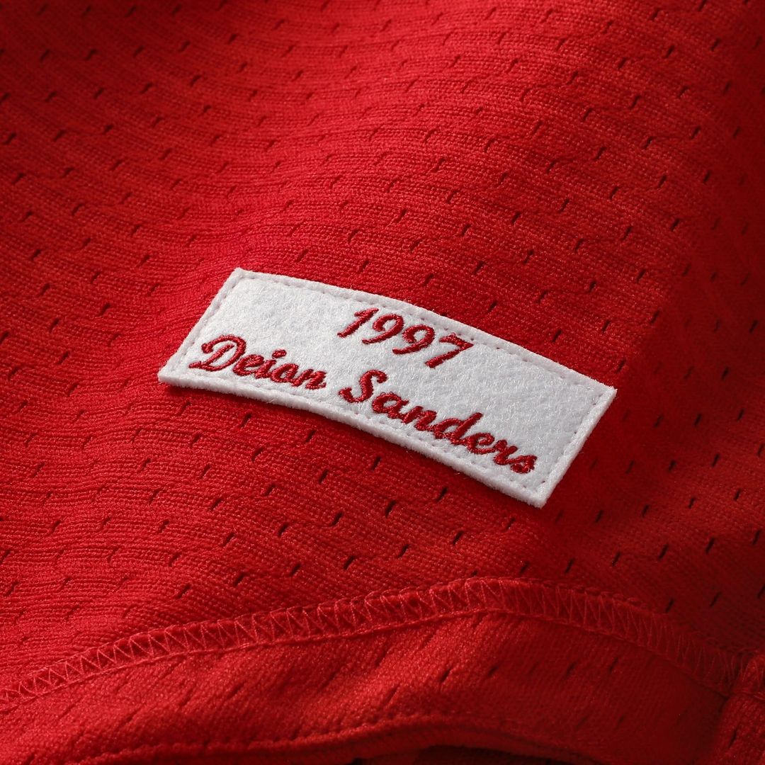 Cincinnati Reds Deion Sanders Cooperstown Mesh Batting Practice Button-Up Jersey — Red