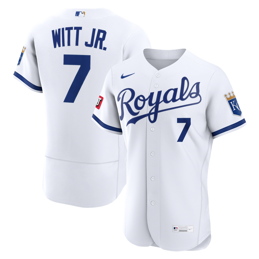 Kansas City Royals Bobby Witt Jr. Home Authentic Sponsor Patch Jersey — White