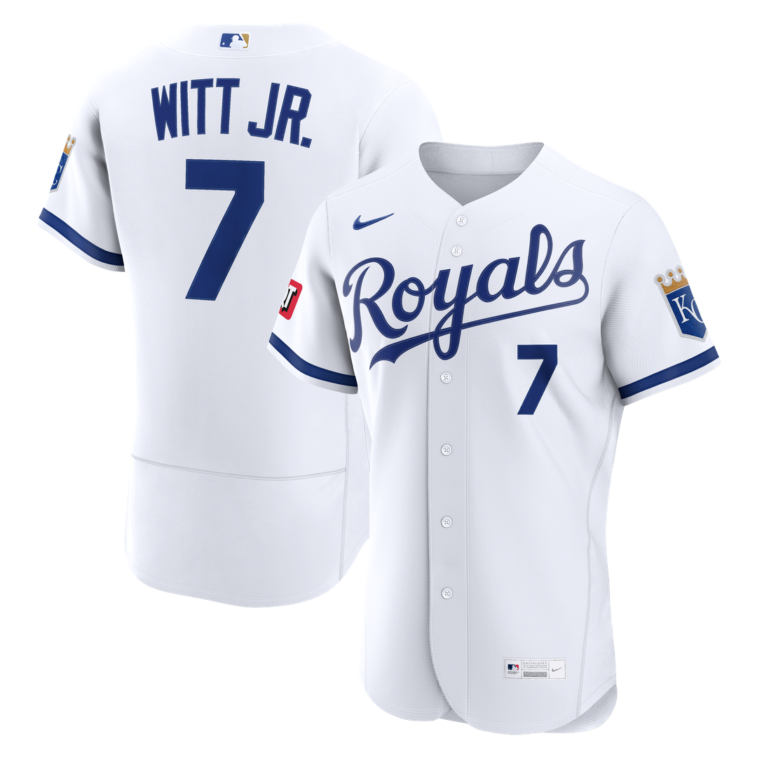 Kansas City Royals Bobby Witt Jr. Home Authentic Sponsor Patch Jersey — White