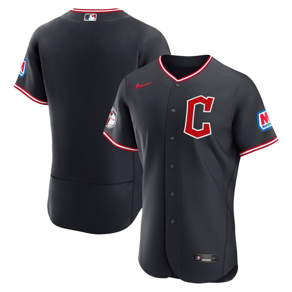 Cleveland Guardians Alternate Authentic Sponsor Patch Jersey — Navy