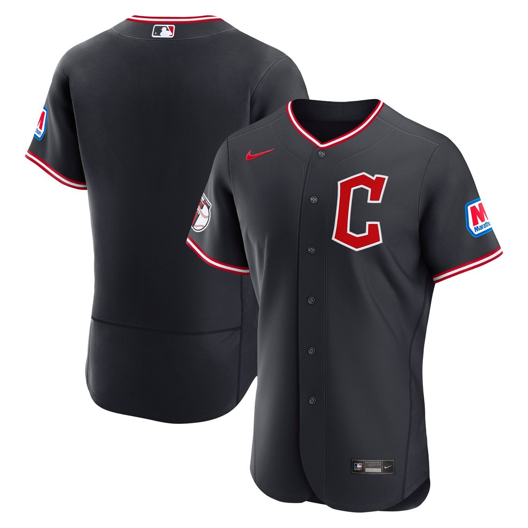 Cleveland Guardians Alternate Authentic Sponsor Patch Jersey — Navy