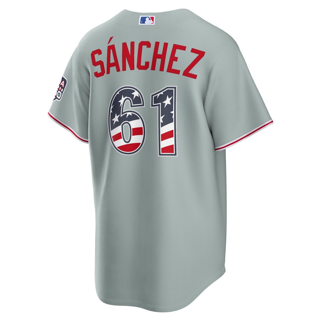 Philadelphia Phillies Cristopher Sanchez USA 250 Fourth of July Road Stadium Jersey — Gray
