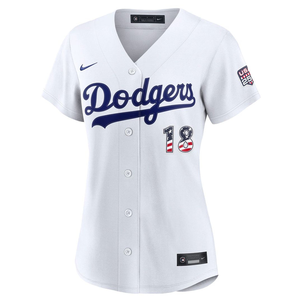 Los Angeles Dodgers Yoshinobu Yamamoto Women's USA 250 Fourth of July Home Stadium Jersey — White
